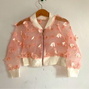 Ballet Pink Dino Organza Bomber